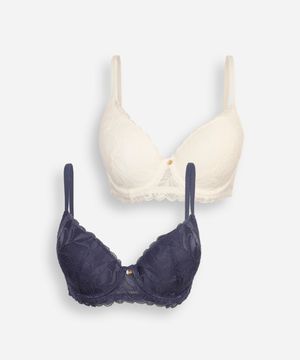 kit de 2 sutiãs meia taça com renda floral colorido