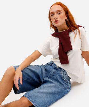 bermuda jorts feminina jeans azul