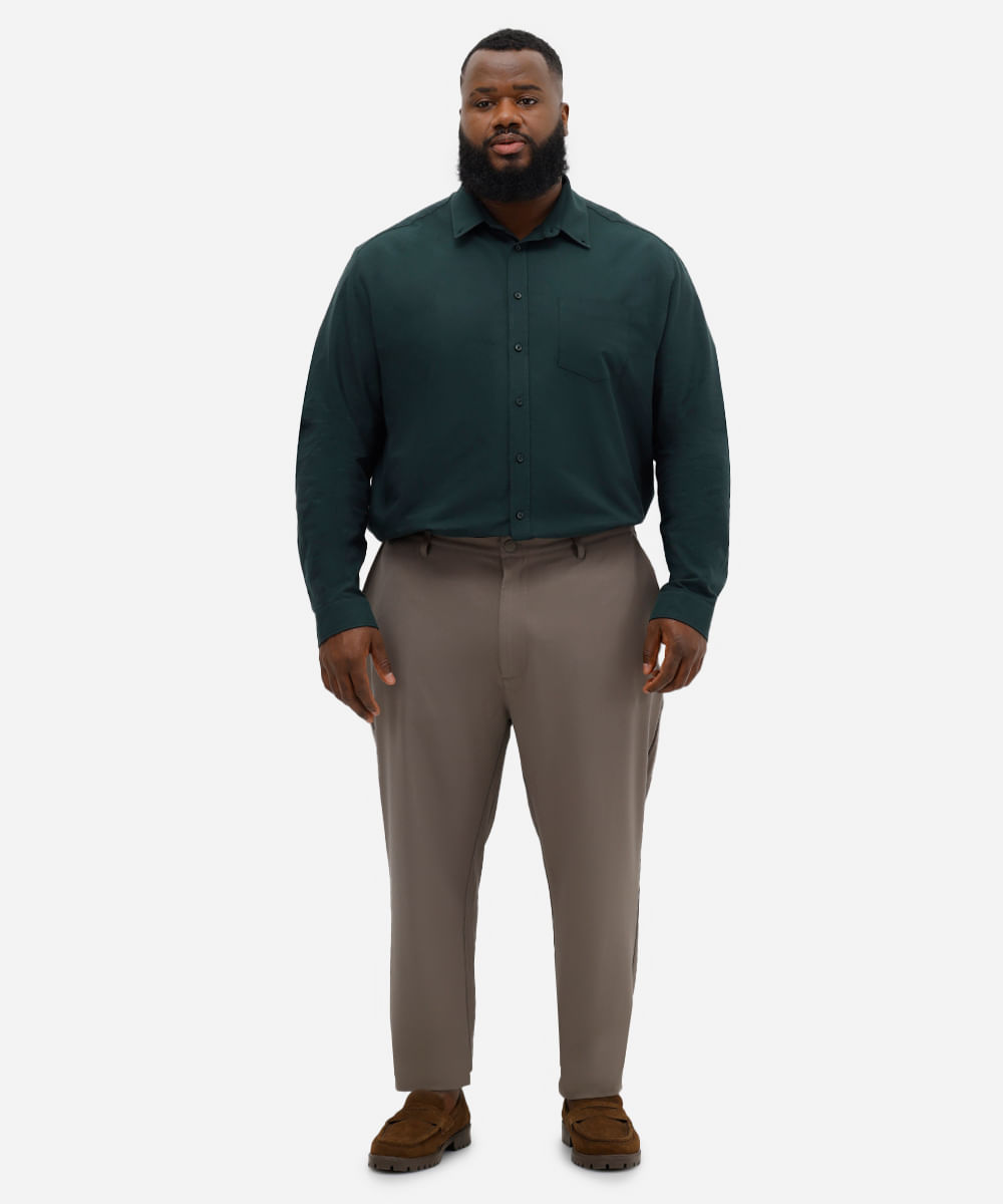 calça social masculina cintura média plus size bege