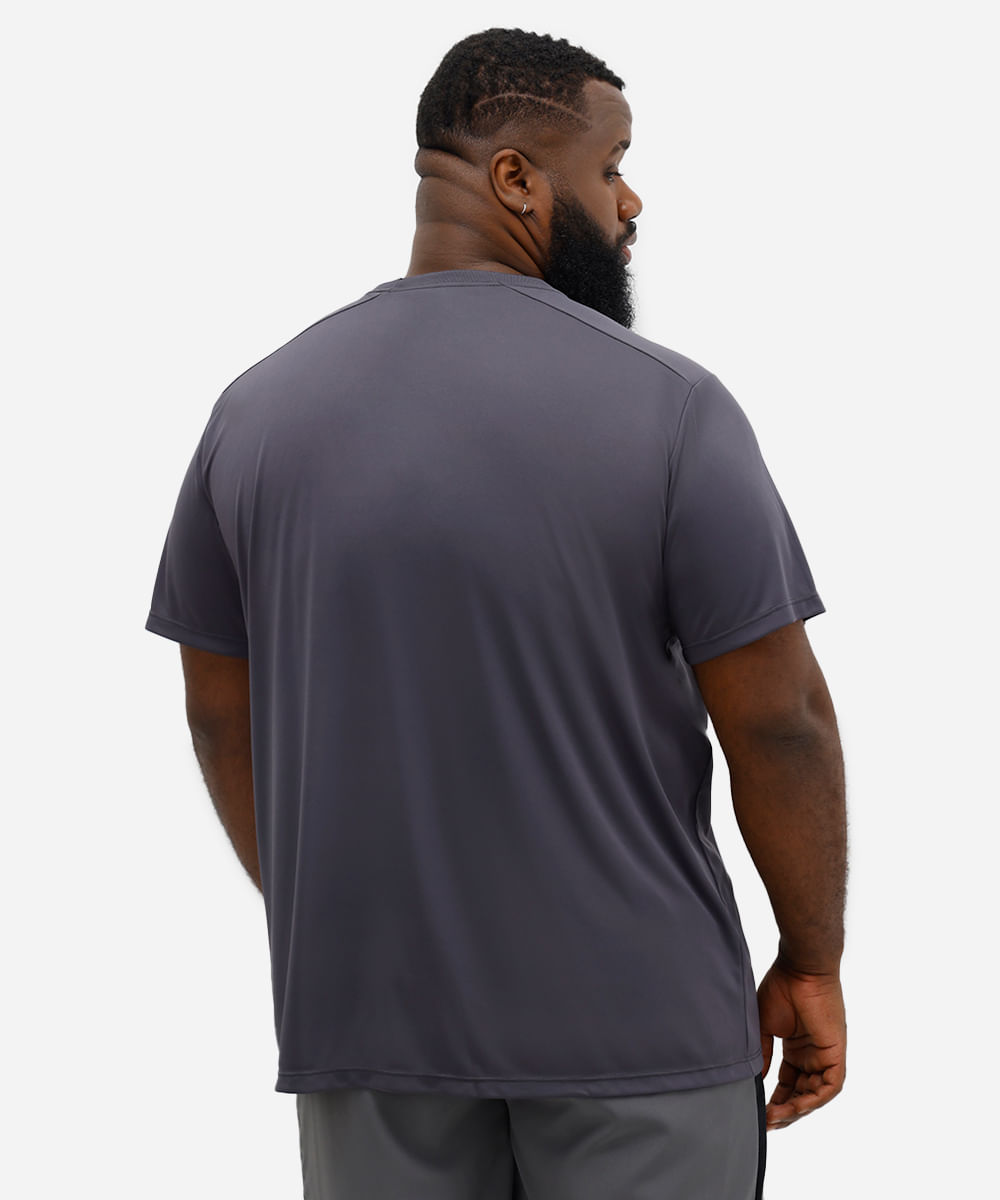 camiseta masculina esportiva plus size - chumbo