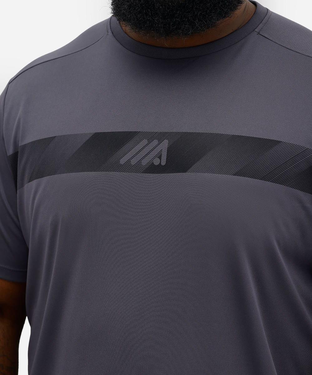 camiseta masculina esportiva plus size - chumbo