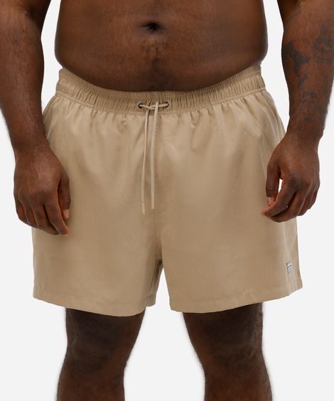 short masculino de poliamida plus size bege