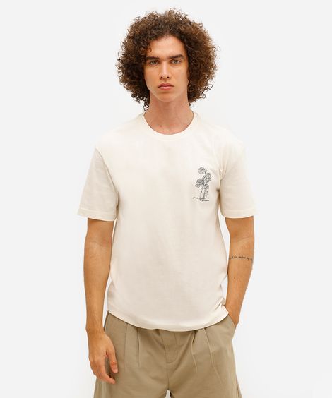 camiseta masculina manga curta purga bordada off white