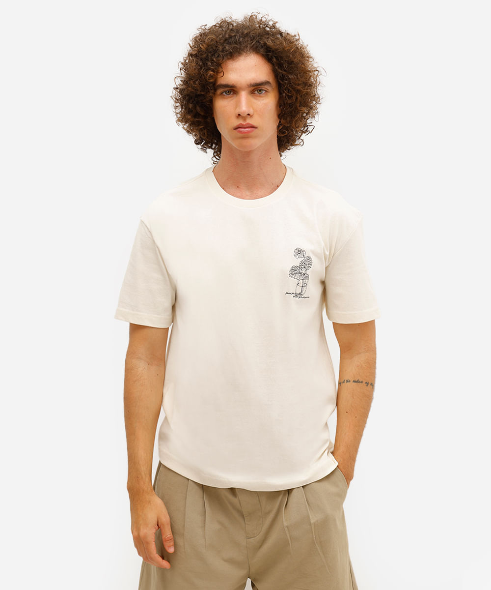 camiseta masculina manga curta purga bordada off white