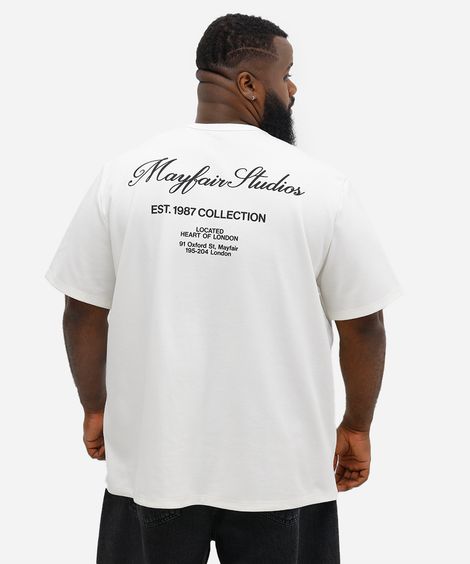 camiseta masculina estampada plus size off white
