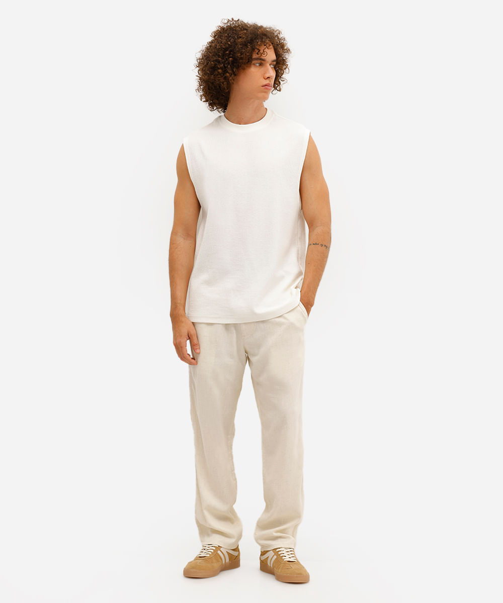 regata machão masculina texturizada off white
