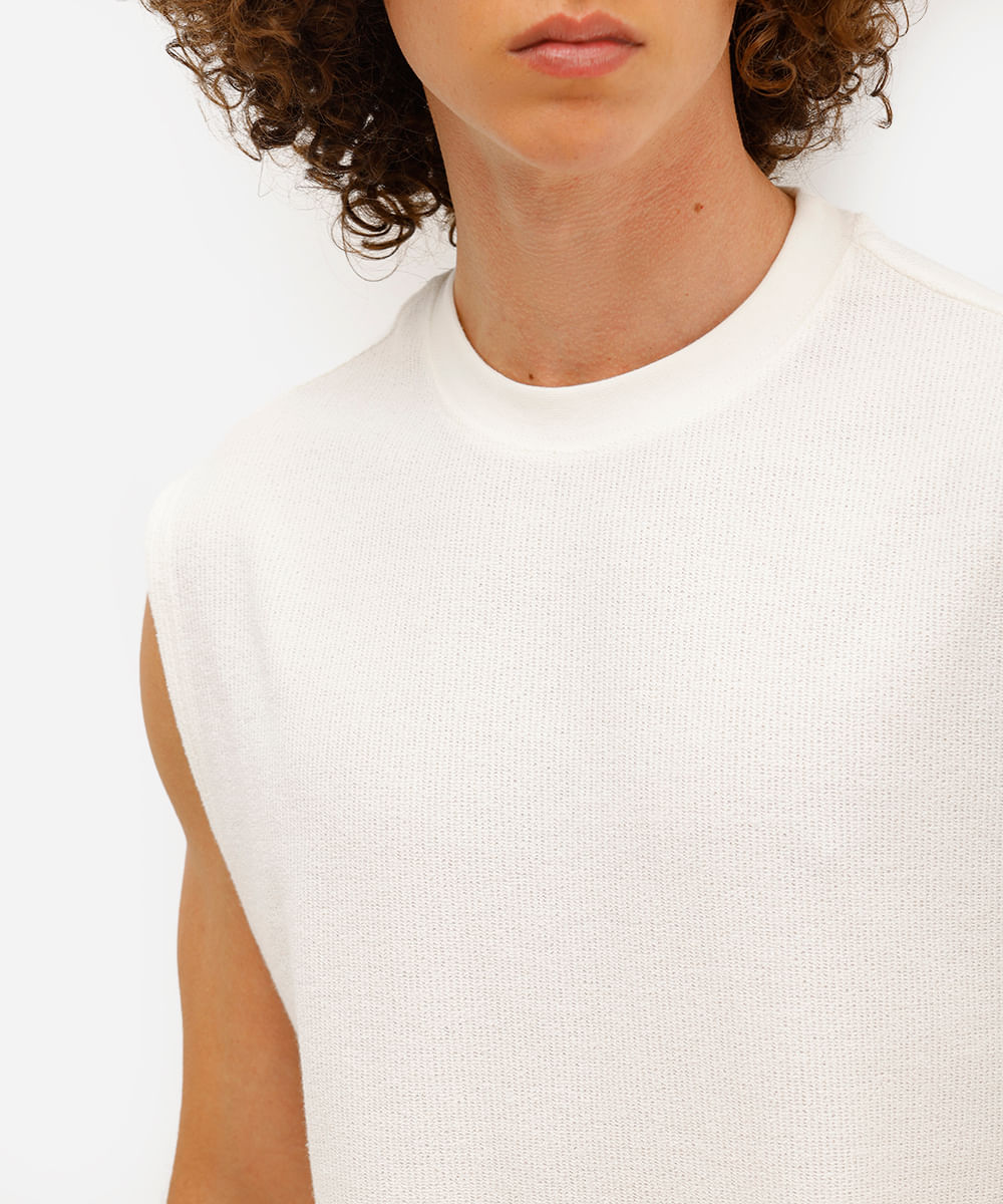 regata machão masculina texturizada off white