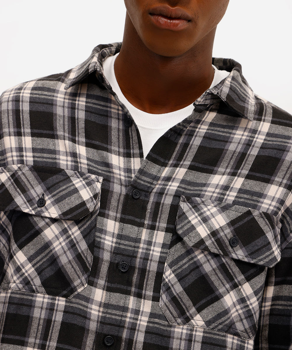 camisa masculina manga longa xadrez azul