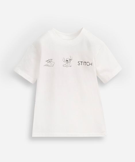 camiseta infantil stitch off white