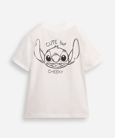 camiseta infantil stitch off white