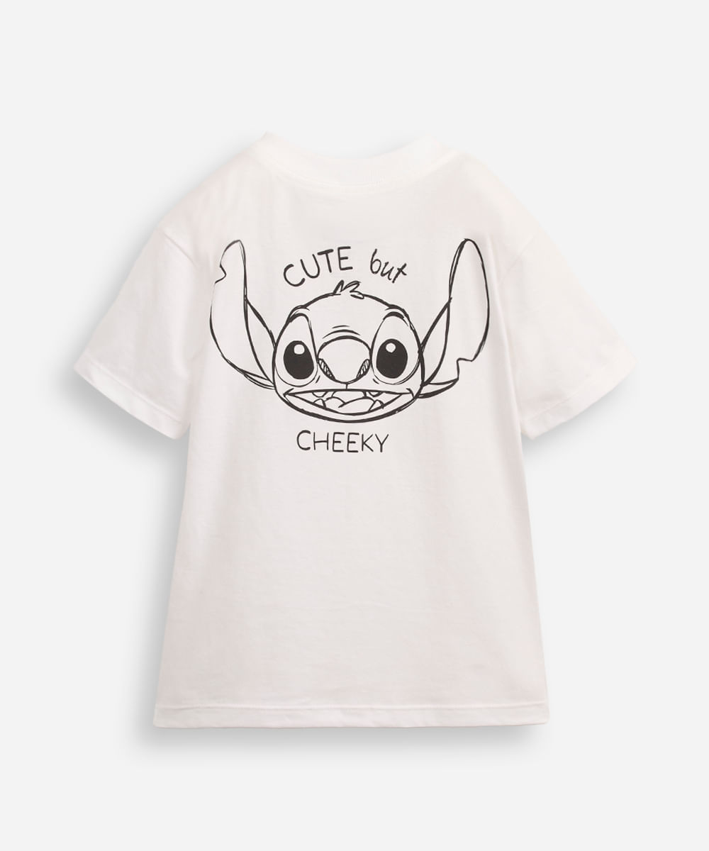 camiseta infantil stitch off white