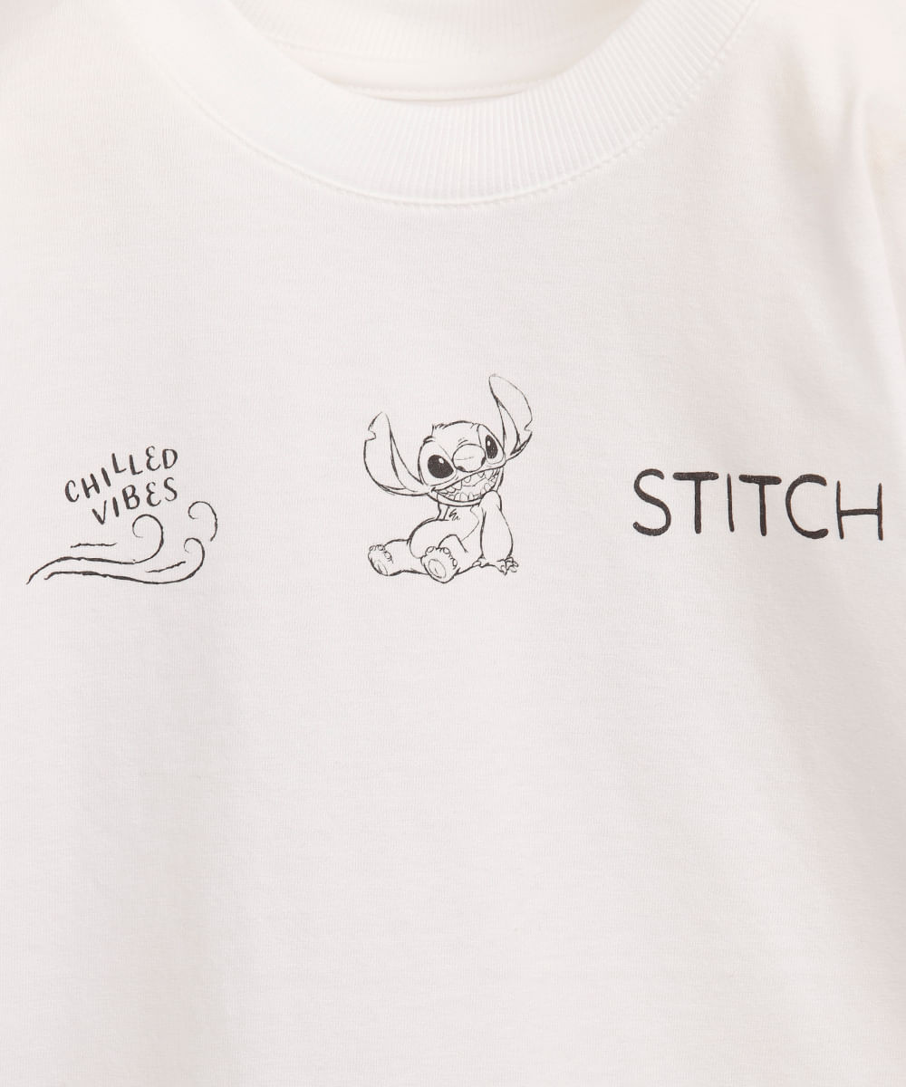 camiseta infantil stitch off white