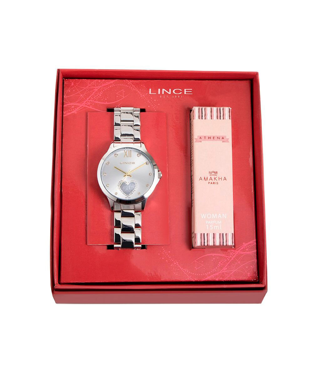 kit relógio feminino analógico lince lrm4808l40 s3sx pj prateado