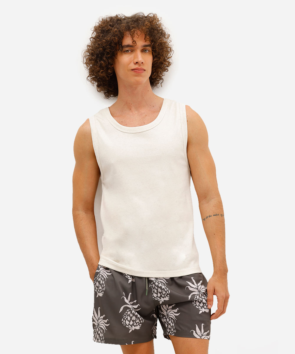 short masculino tactel estampa abacaxi verde