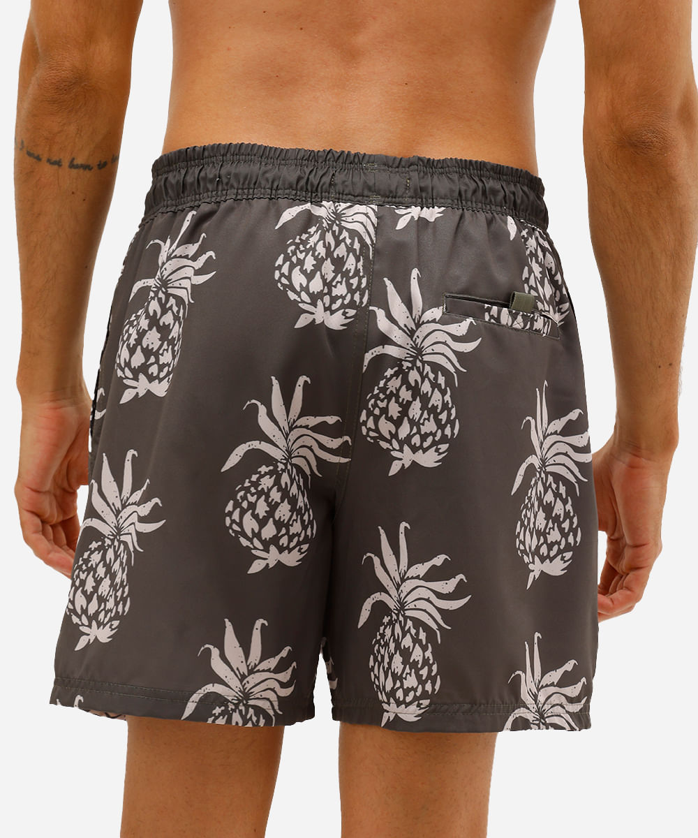 short masculino tactel estampa abacaxi verde