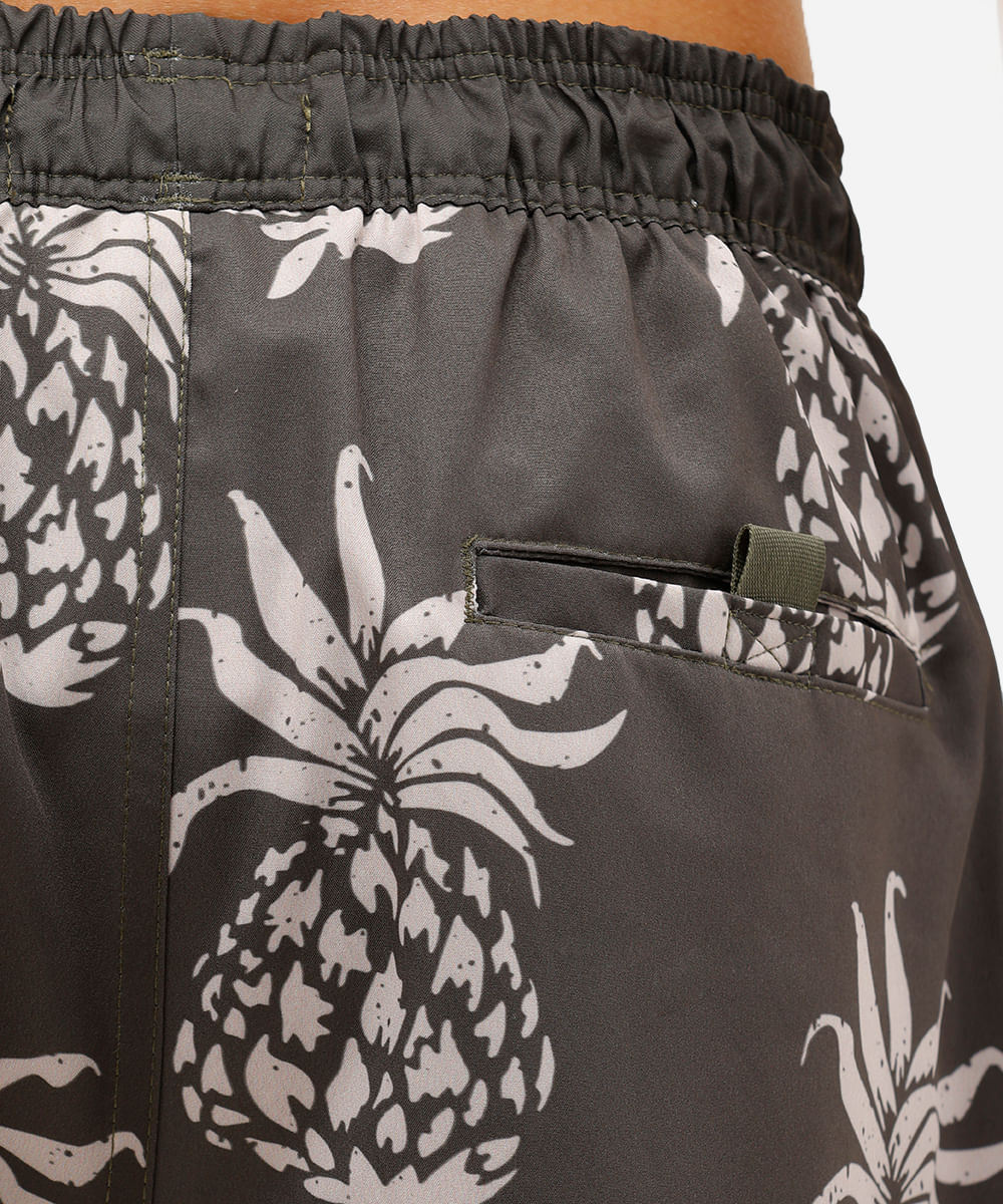 short masculino tactel estampa abacaxi verde