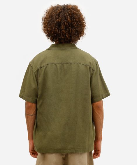 camisa masculina manga curta linho com viscose fit verde