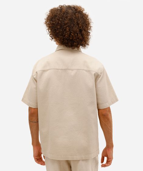 camisa masculina manga curta piquet bege