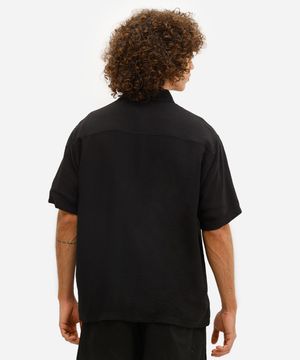 camisa masculina de viscose manga curta preta
