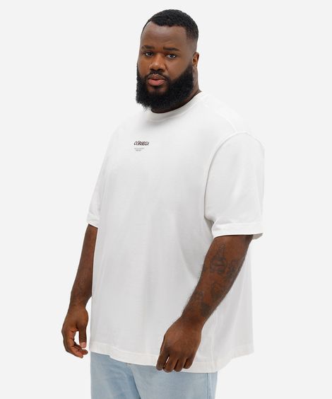 camiseta masculina de algodão oversized com bordado off white