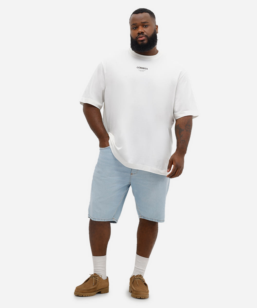 camiseta masculina de algodão oversized com bordado off white