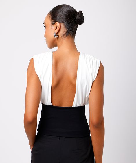 blusa feminina franzida mindset off white