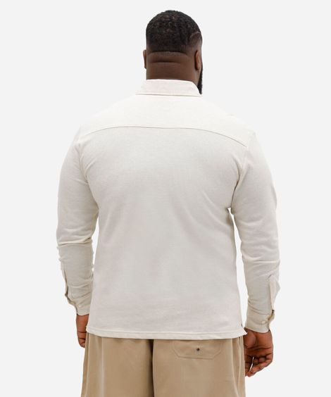 polo masculina manga longa texturizada plus size off white