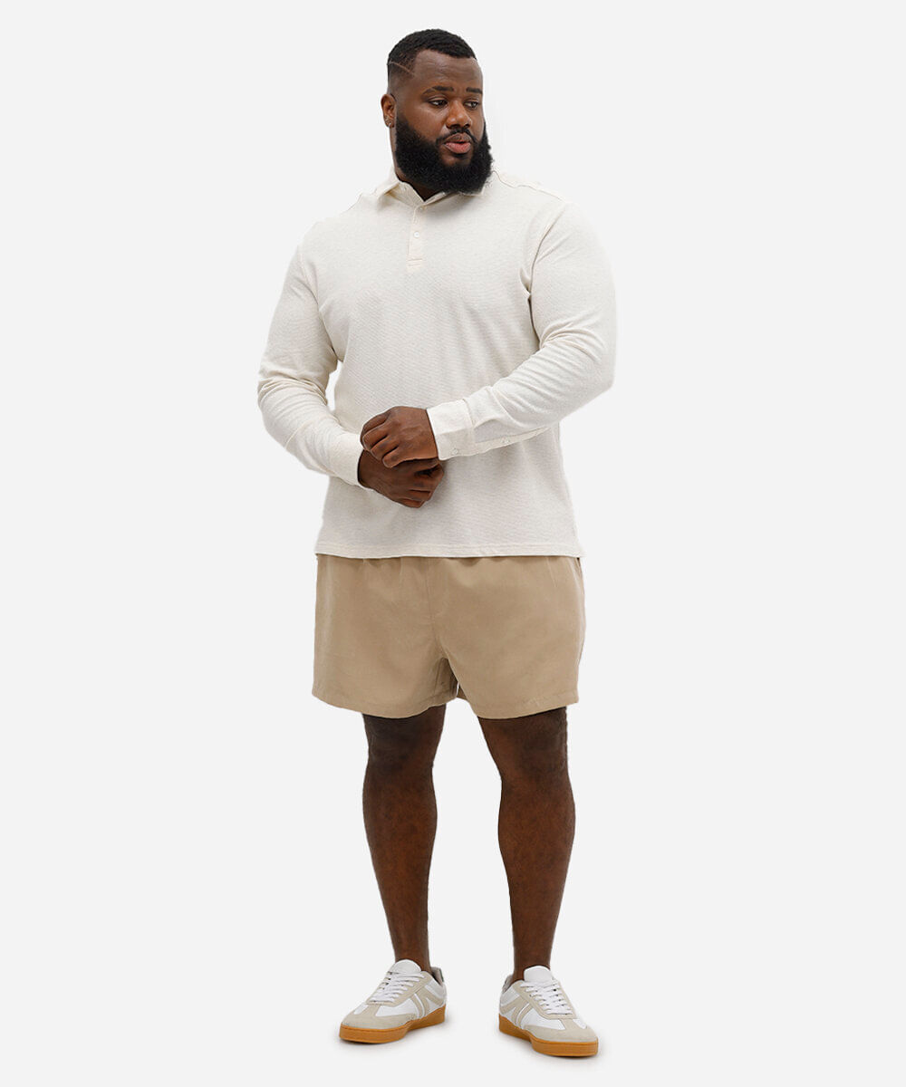 polo masculina manga longa texturizada plus size off white