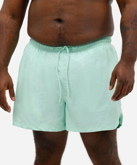 short plus size de poliamida com cordão verde