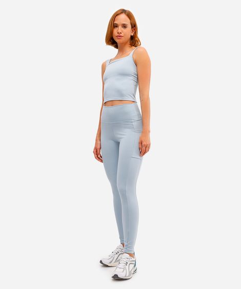 calça legging feminina esportiva com bolsos azul
