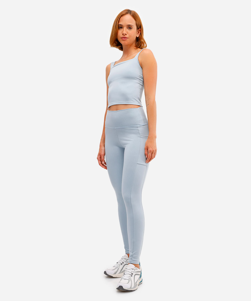 calça legging feminina esportiva com bolsos azul