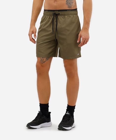 short reto com cós duplo esportivo ace verde militar