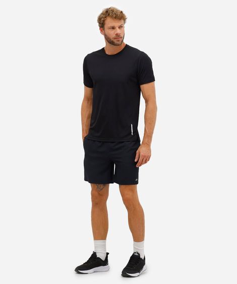 short reto com cós duplo esportivo preto