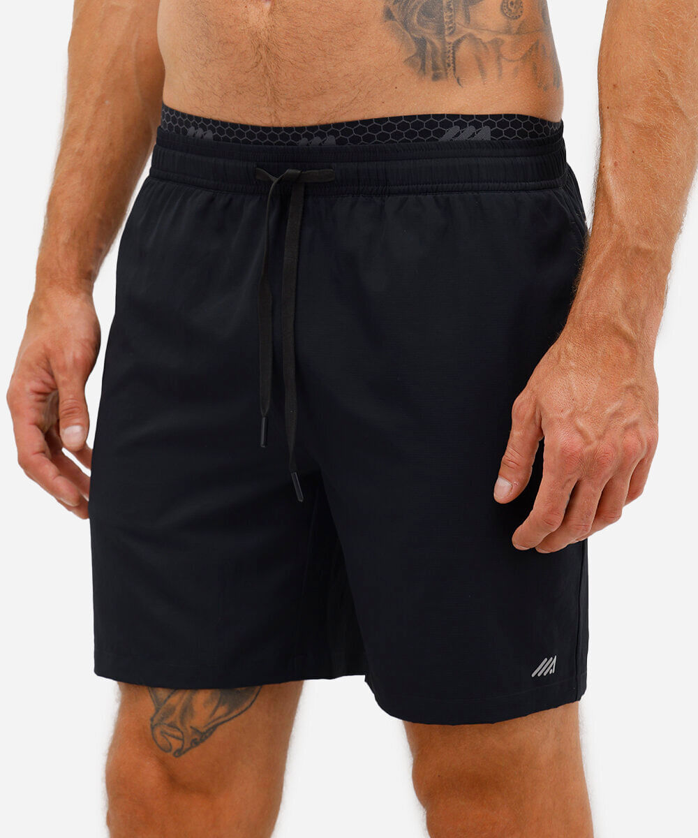short reto com cós duplo esportivo ace preto