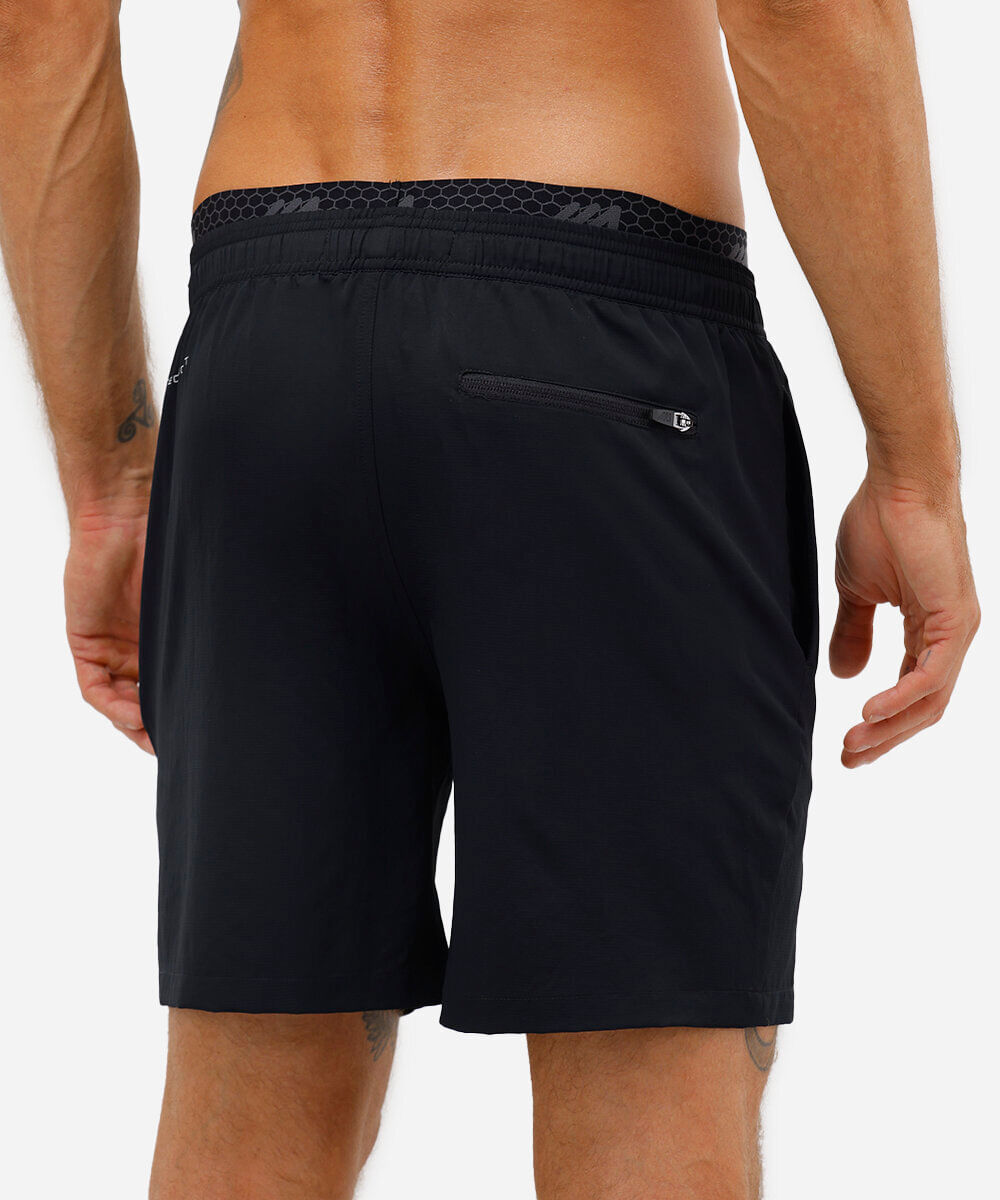 short reto com cós duplo esportivo ace preto