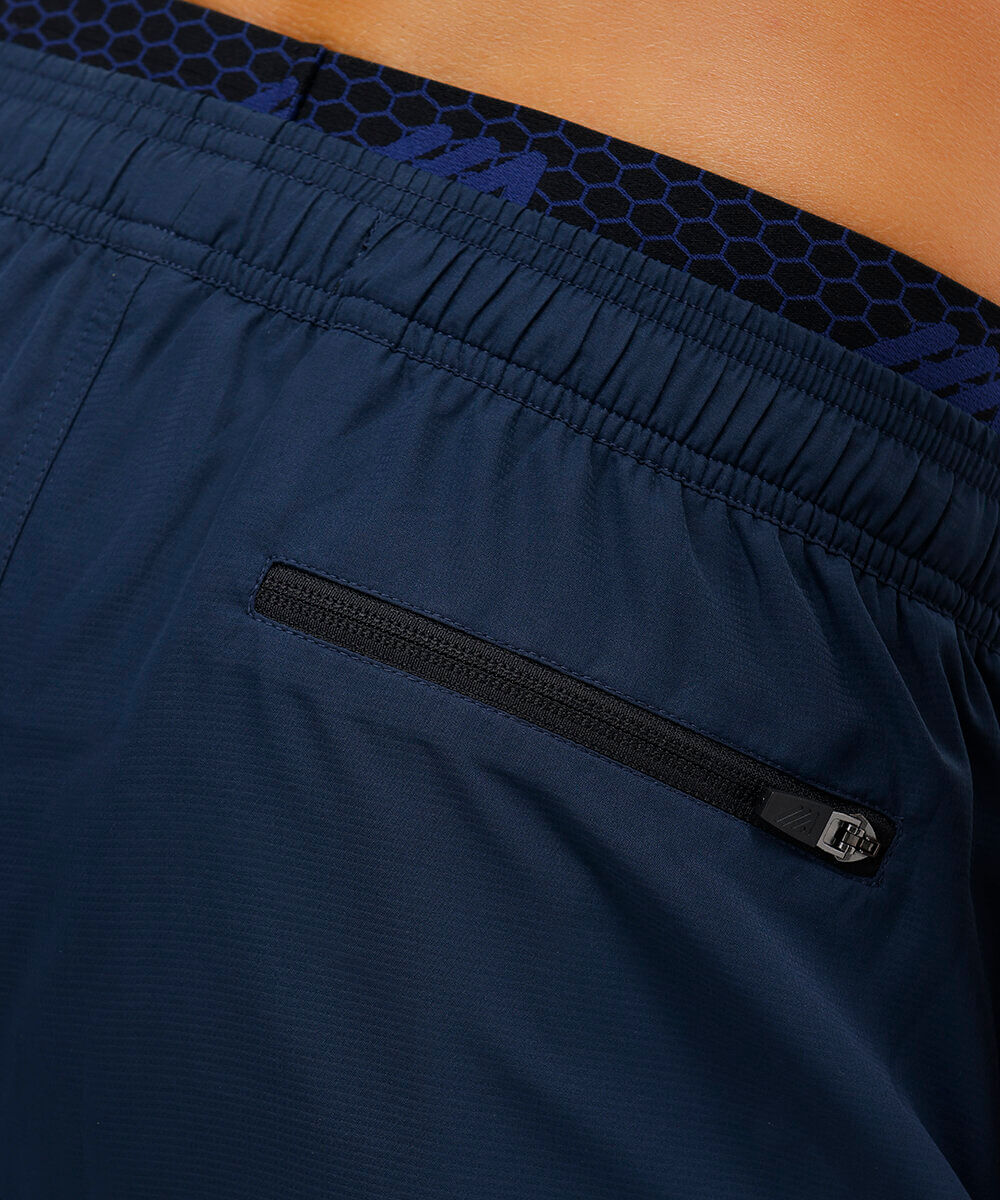 short reto com cós duplo esportivo azul