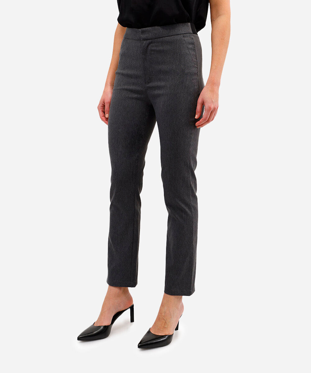 calça skinny feminina cós elástico cinza