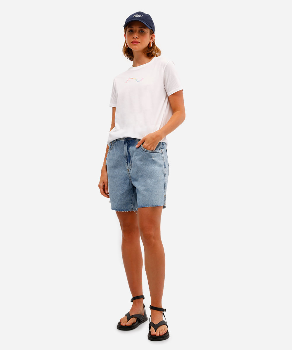 camiseta de algodão estampada off white