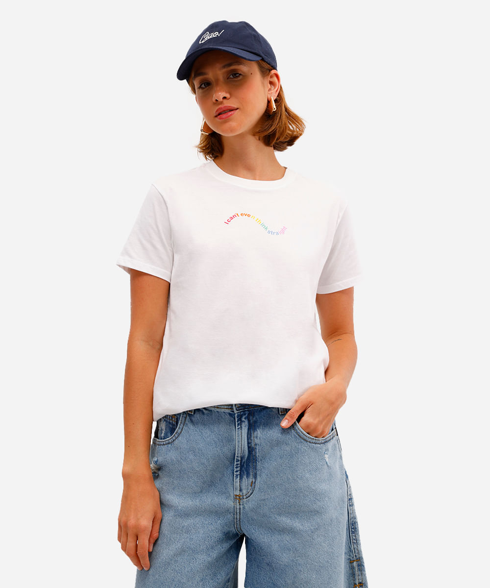 camiseta de algodão estampada off white