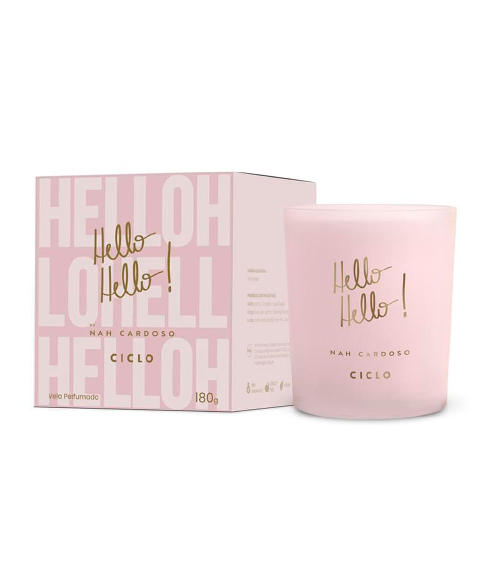 vela aromatizante hello hello ciclo by nah cardoso 180g