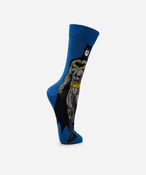 meia cano alto com algodão batman azul