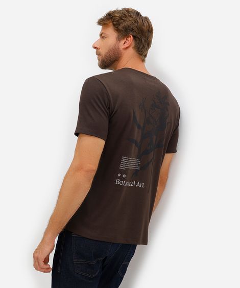 camiseta masculina manga curta floral marrom