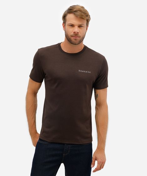 camiseta masculina manga curta floral marrom