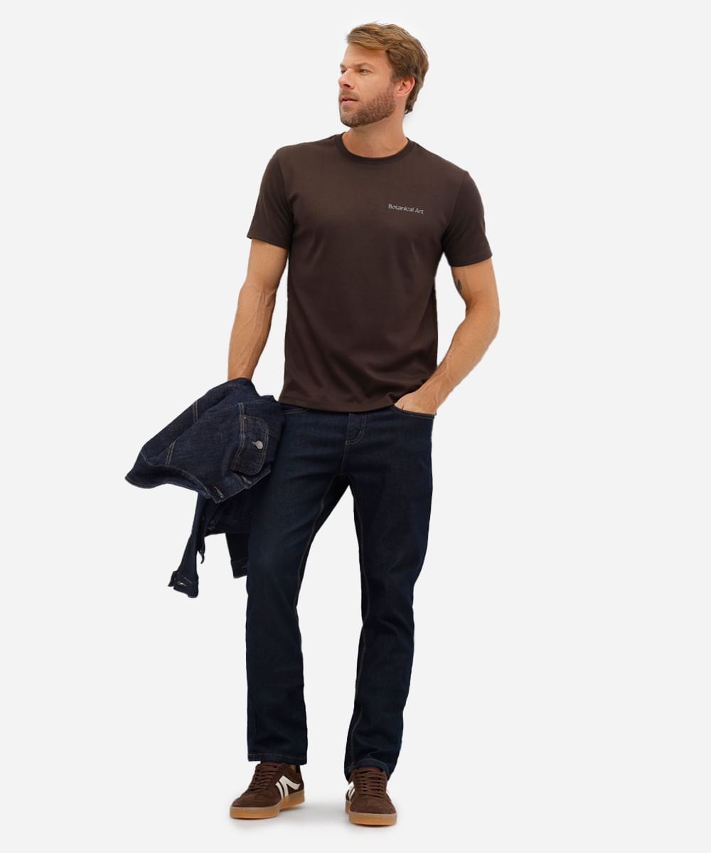 camiseta masculina manga curta floral marrom