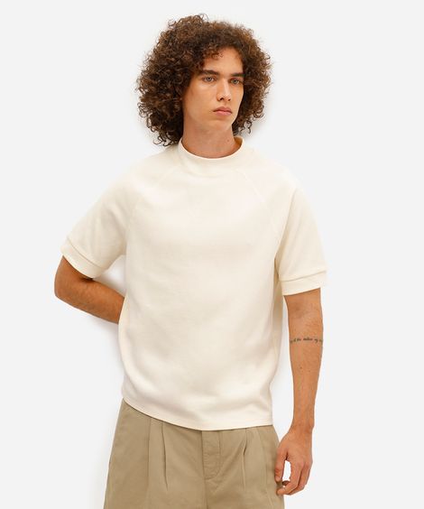 camiseta slim masculina manga curta raglan amarela