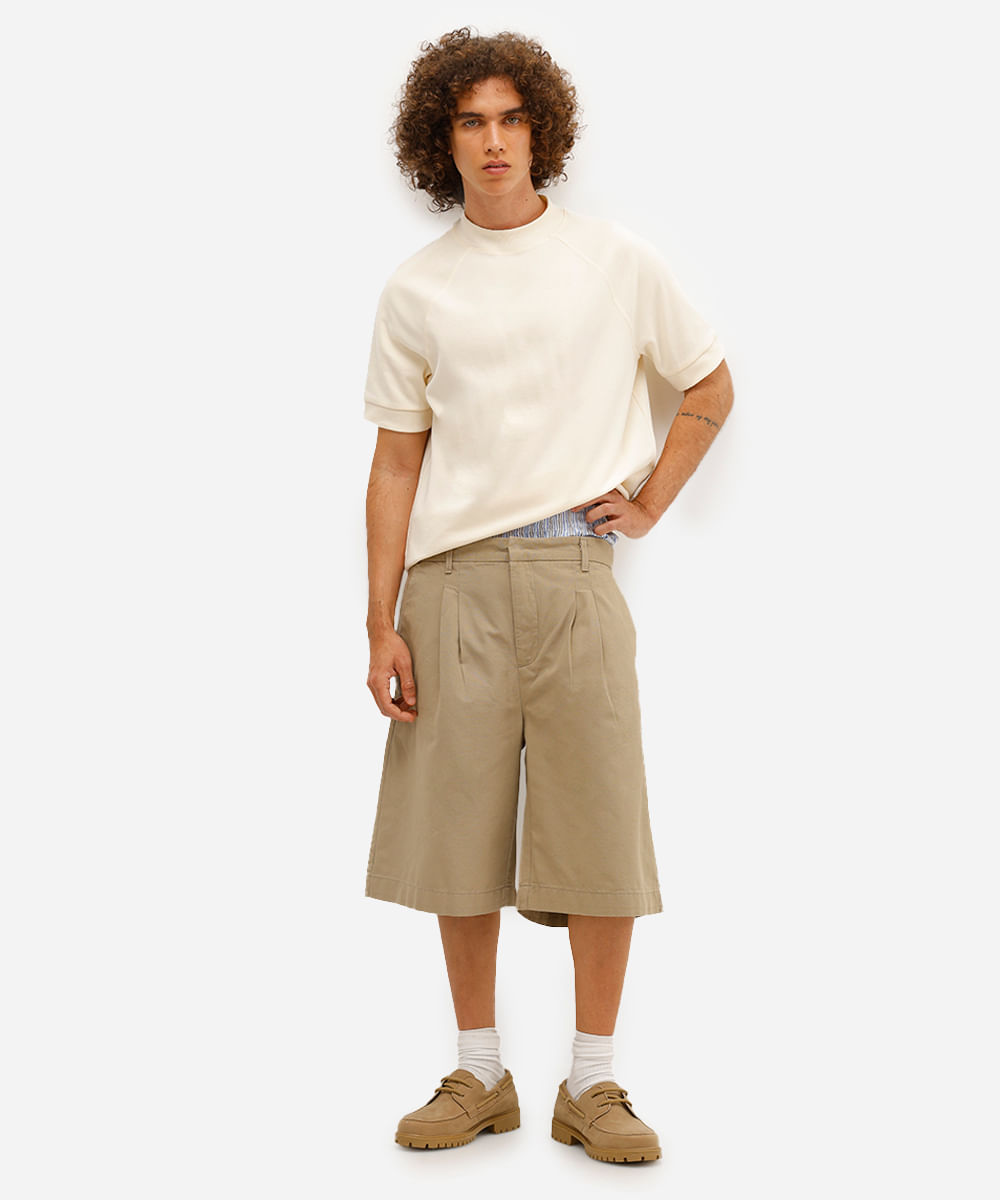 camiseta slim masculina manga curta raglan amarela