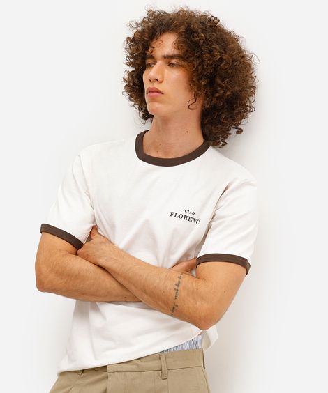 camiseta masculina de algodão estampada off white