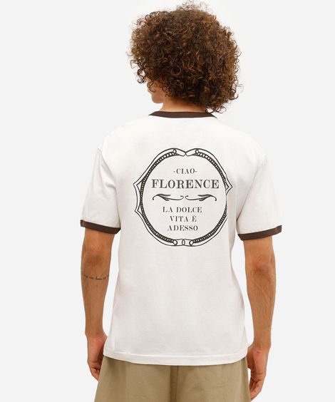camiseta masculina de algodão estampada off white