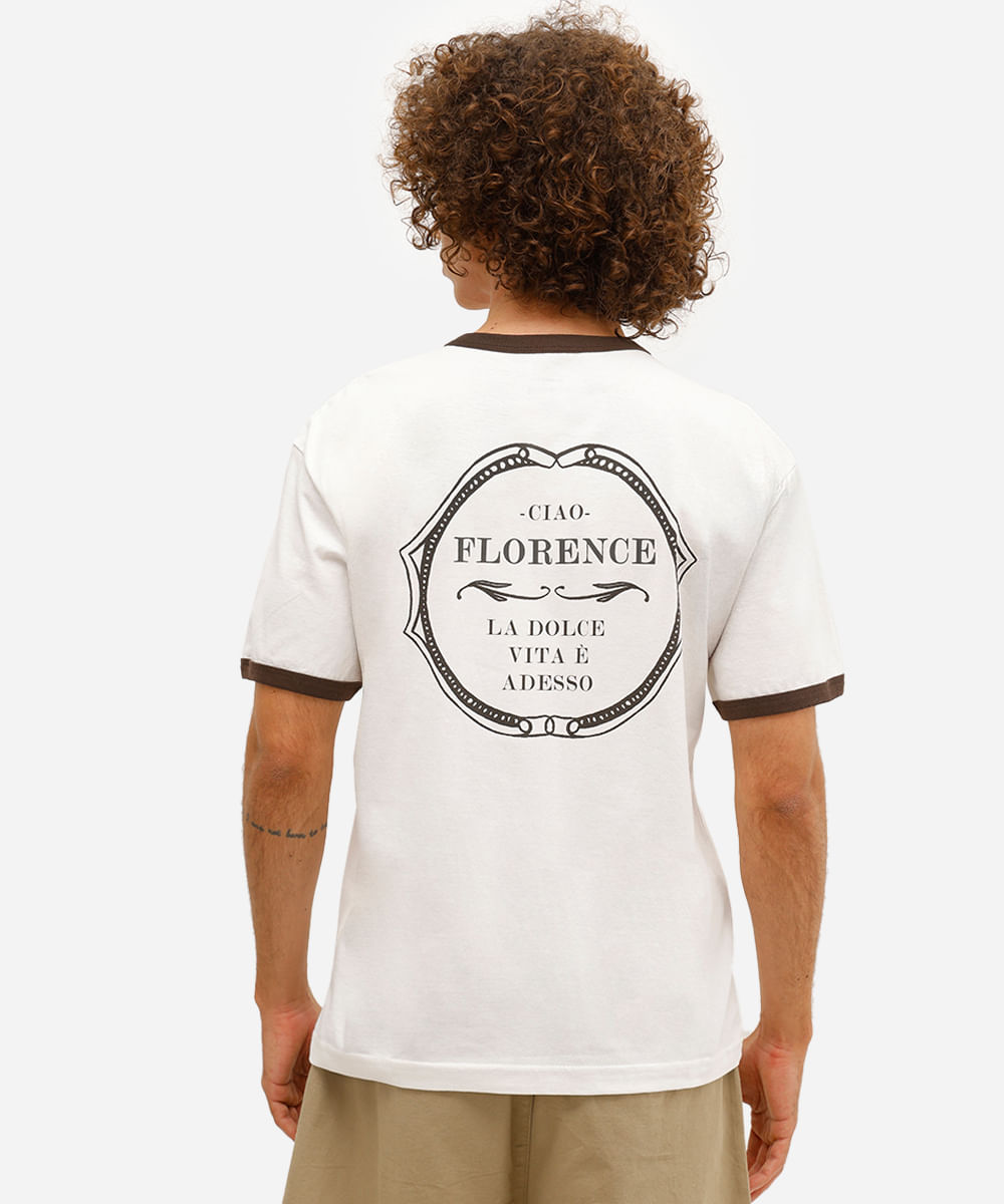 camiseta masculina de algodão estampada off white