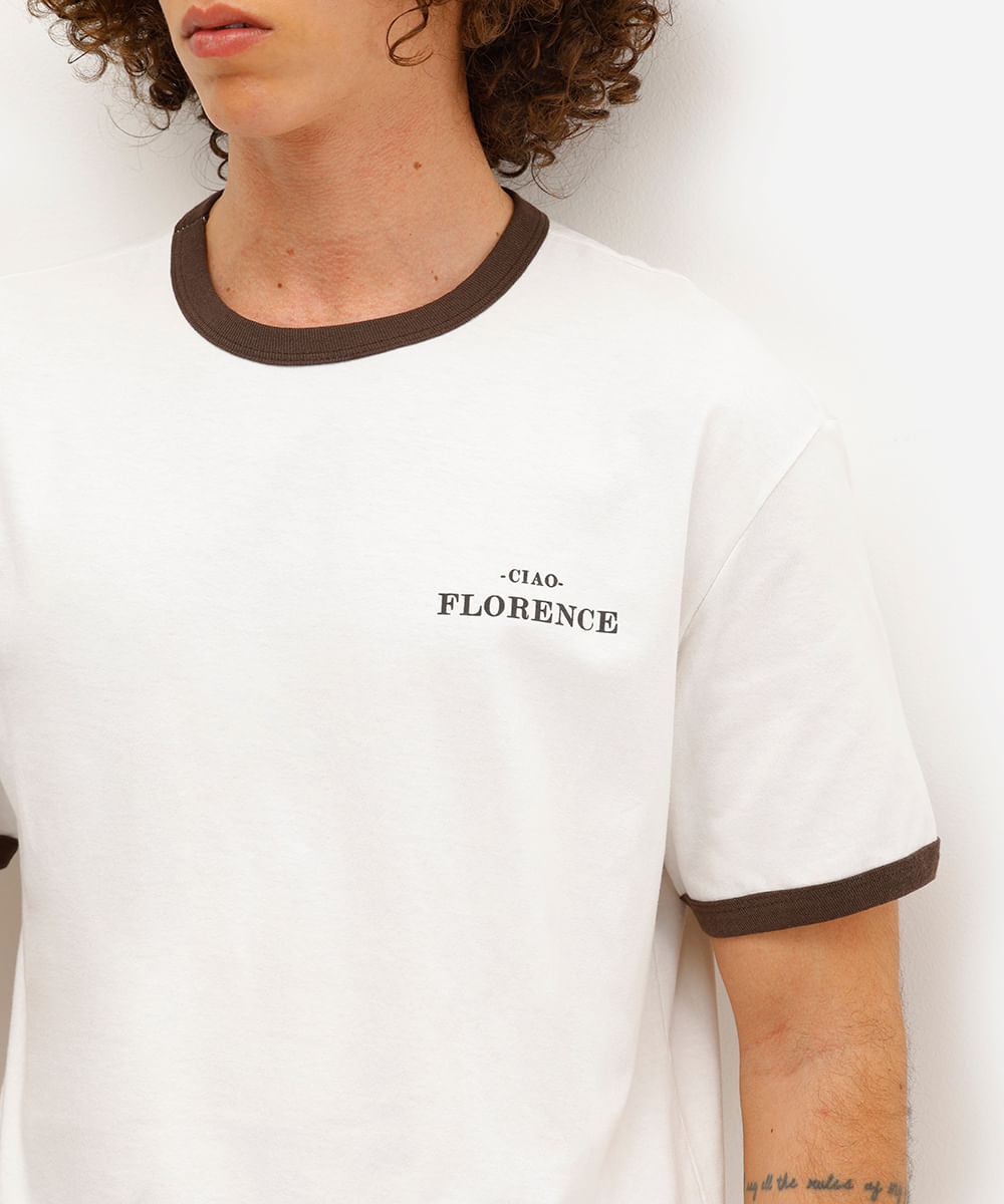 camiseta masculina de algodão estampada off white